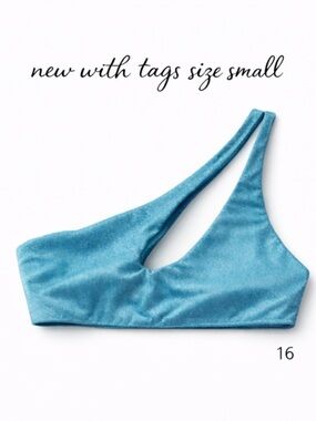 New! Aqua Bloomingdale’s Asymmetric One-Shoulder Bikini Top - Teal Blue